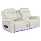 Rojas Dual Power Reclining Loveseat with Bluetooth Speakers Greige — product view
