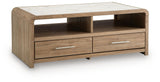 Dovander White/Natural Coffee Table — angled view