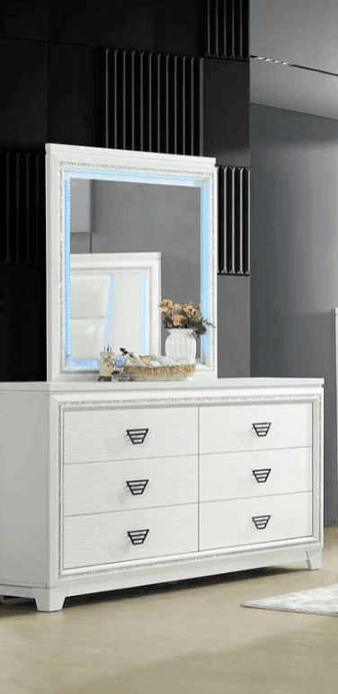 Aanya White LED Dresser & Mirror