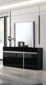 San Marino Black 6-Drawer Dresser with LED Mirror
