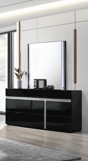 San Marino Black 6-Drawers Dresser & Mirror