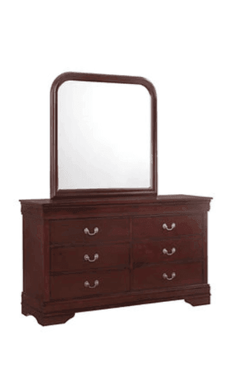 Louis Phillipe Cherry, Black, Gray Dresser & Mirror