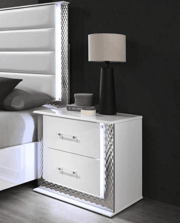Dina White LED Nightstand