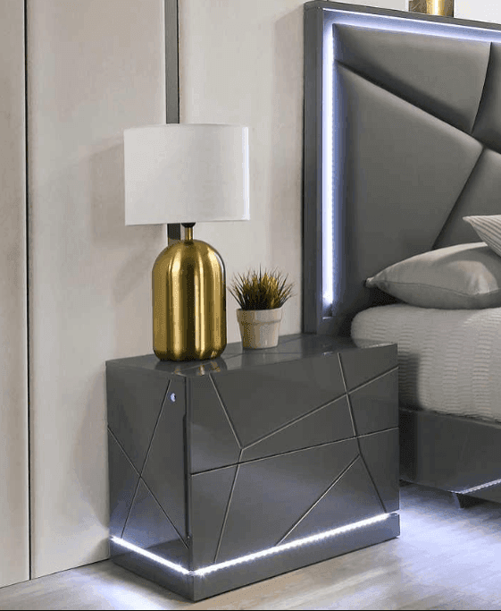 Lily Gray LED Nightstand