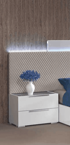 Fabiana White Extra Nightstand with Marble Top