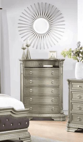 Santa Monica Antique Silver 5-Drawers Chest