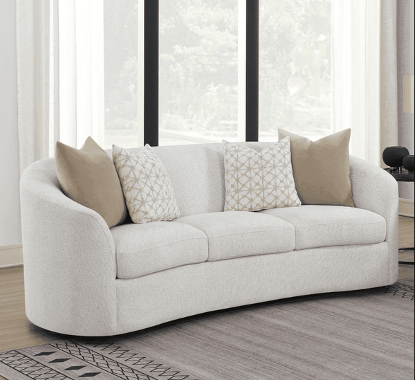 Rainn Latte Upholstered Curved Sofa
