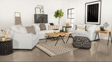Ashlyn White Upholstered Loveseat with Sloped Arms