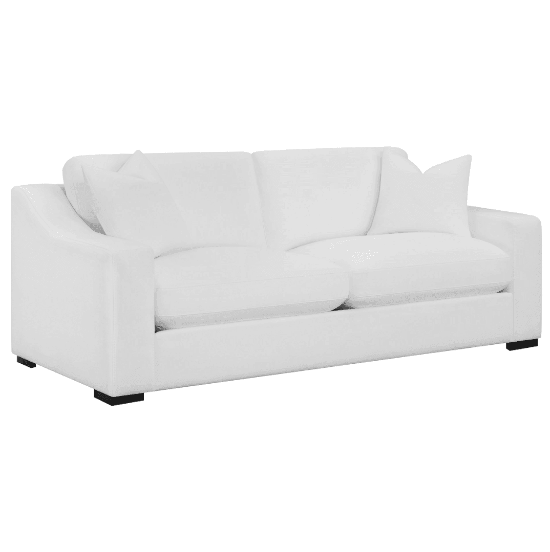 Ashlyn White Upholstered Loveseat with Sloped Arms