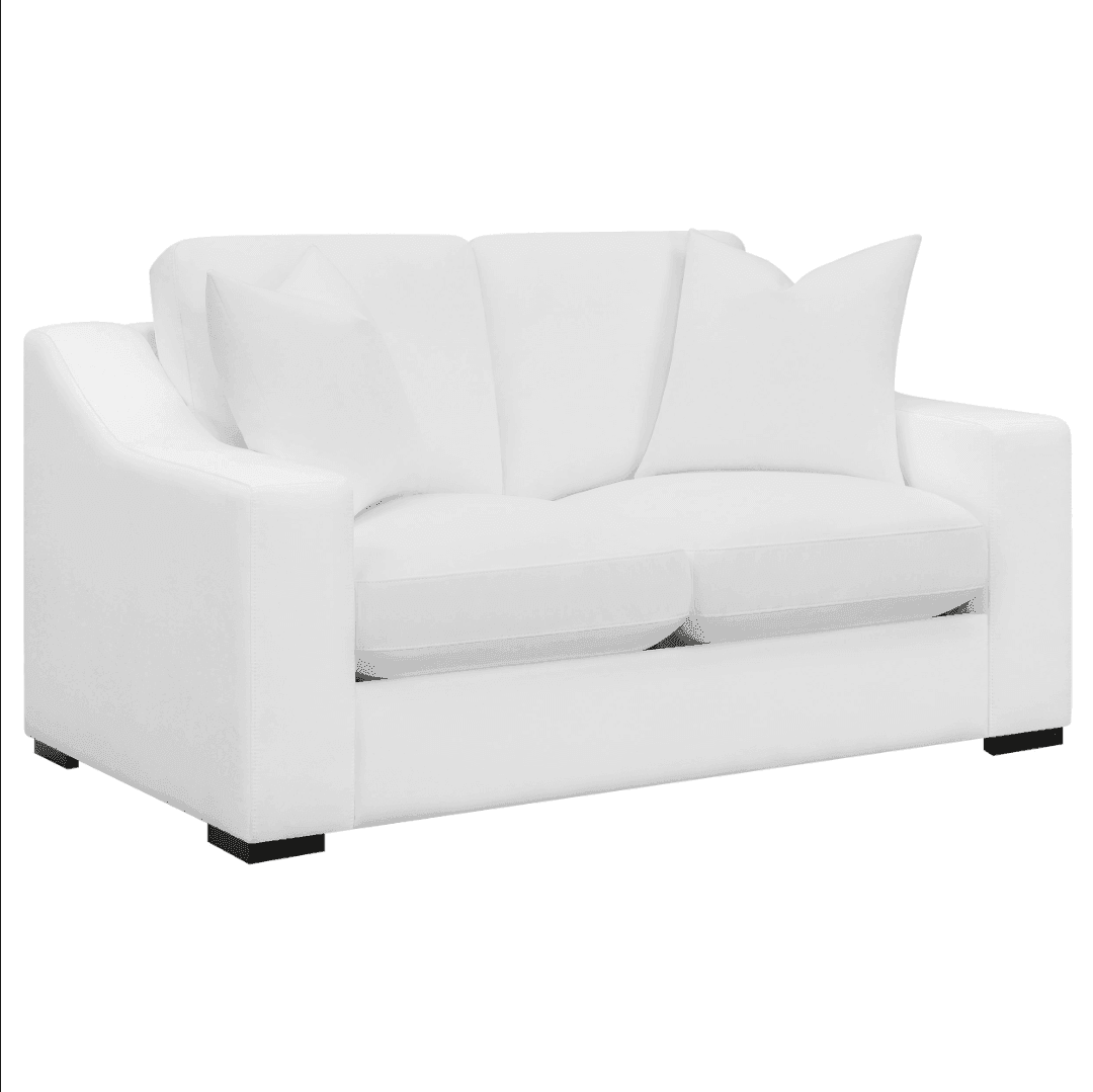 Ashlyn White Upholstered Loveseat with Sloped Arms
