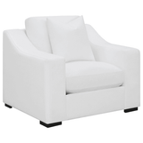Ashlyn White Upholstered Loveseat with Sloped Arms