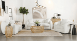 Isabella White Bouclé Upholstered Loveseat with Tight Back