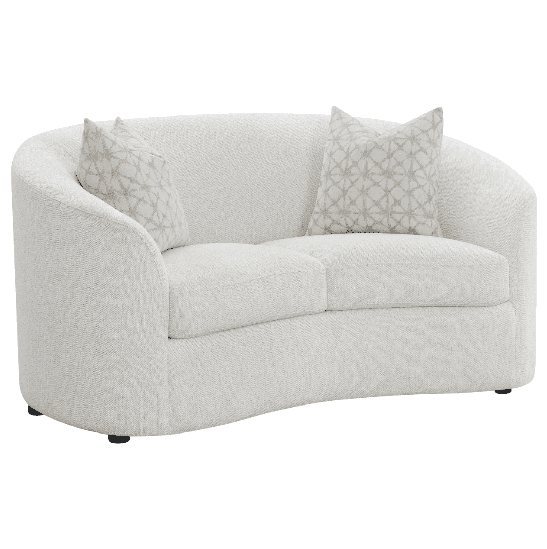 Rainn Latte Boucle Upholstered Mid-Century Modern Loveseat