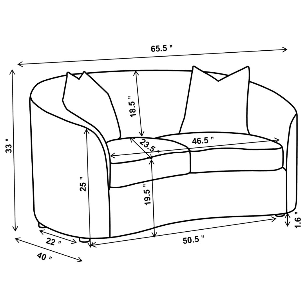 Rainn Latte Boucle Upholstered Mid-Century Modern Loveseat