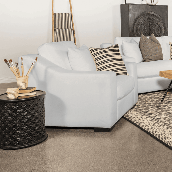 Isabella White Upholstered Accent Chair with Tight Back