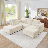 Nuve Cream Modular 6-Piece Sectional with Ottomans view 8