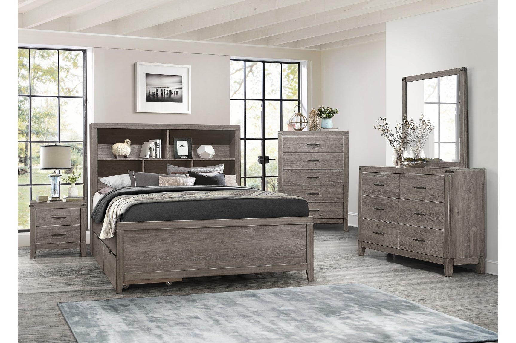 Woodrow Gray Upholstered Panel Bedroom Set