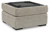 Calnita Sisal Velvet Ottoman With Storage - Ella Furniture