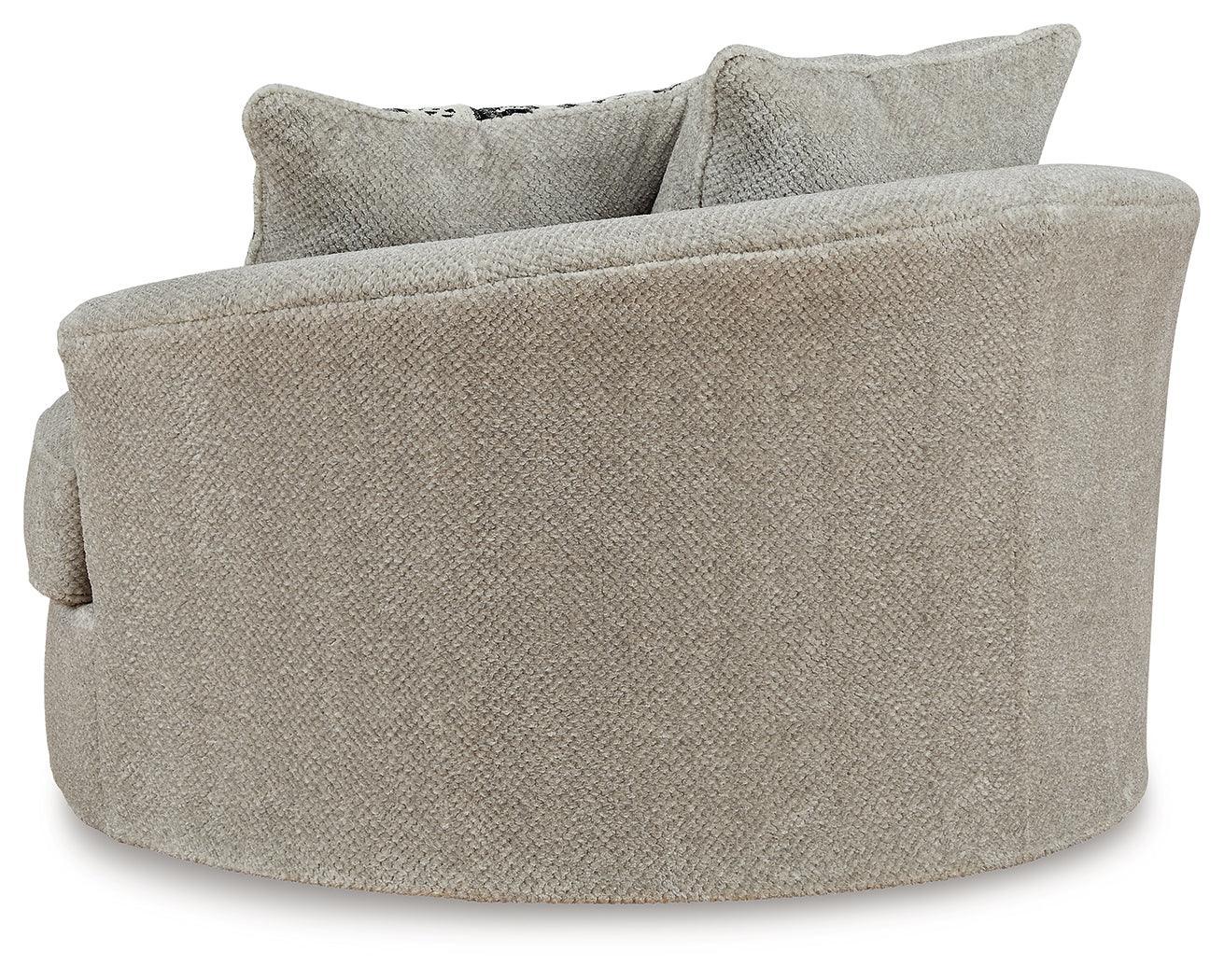 Calnita Sisal Velvet Oversized Swivel Accent Chair - Ella Furniture