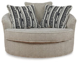 Calnita Sisal Velvet Oversized Swivel Accent Chair - Ella Furniture