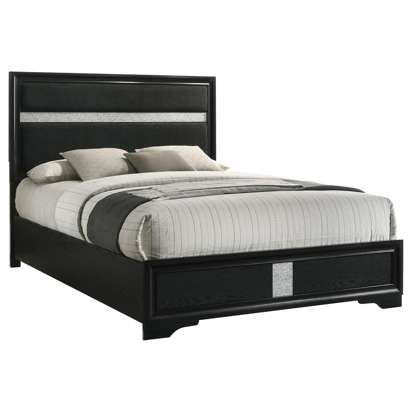 MIRANDA COLLECTION Miranda 55-inch Upholstered Queen Panel Bed Black