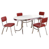 Retro White Red Oval Dining Room Set