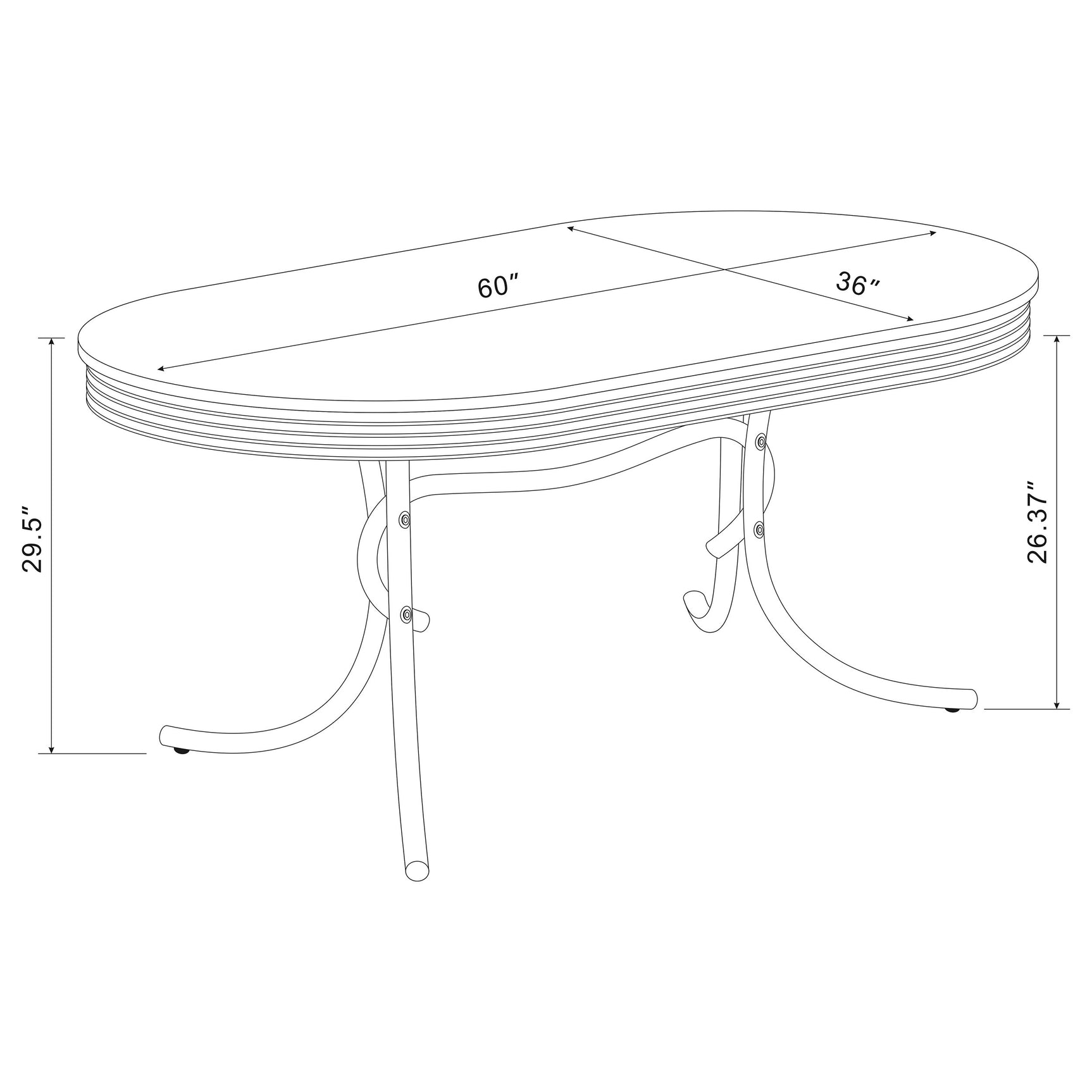 Retro White Red Oval Dining Room Set