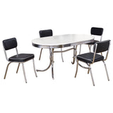 Retro White Black Oval Dining Room Set