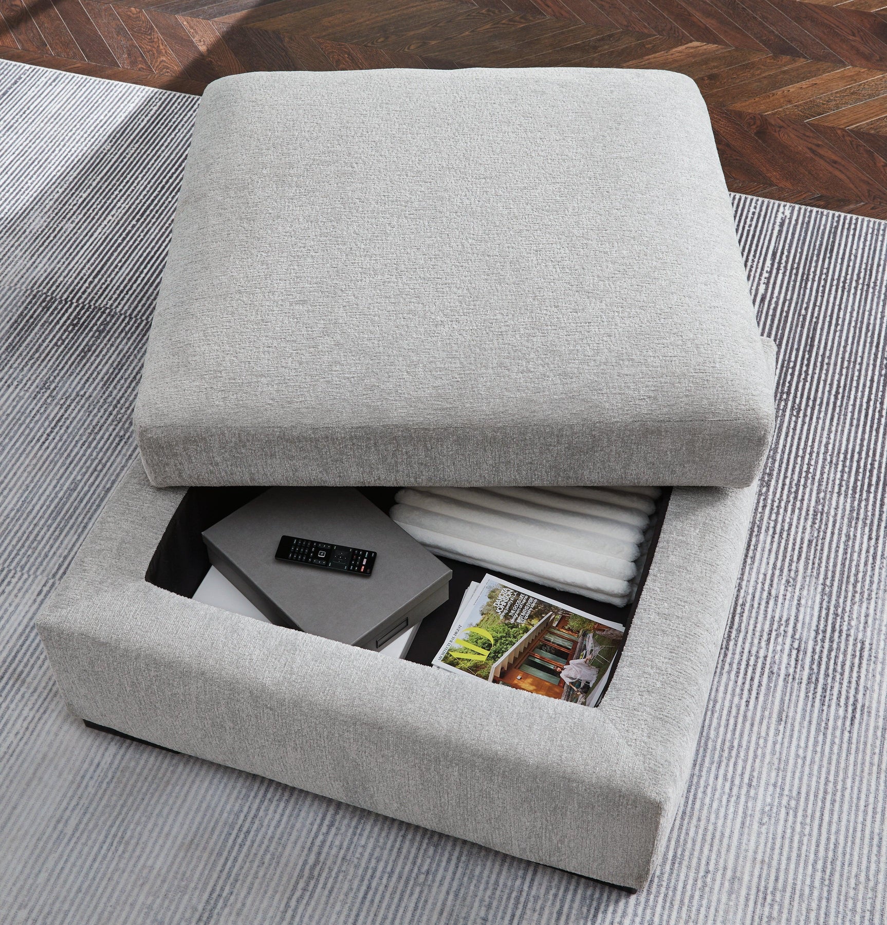 Gabyleigh Nickel Performance Fabric,Next-Gen Nuvella™ Ottoman With Storage