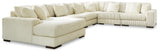 Lindyn Ivory Velvet 6-Piece Sectional with Chaise