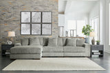 Lindyn Fog Velvet 3-Piece Sectional With Chaise