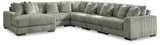 Lindyn Fog Velvet 6-Piece Sectional with Chaise