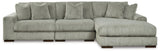 Lindyn Fog Velvet Contemporary 3-Piece Sectional with Chaise