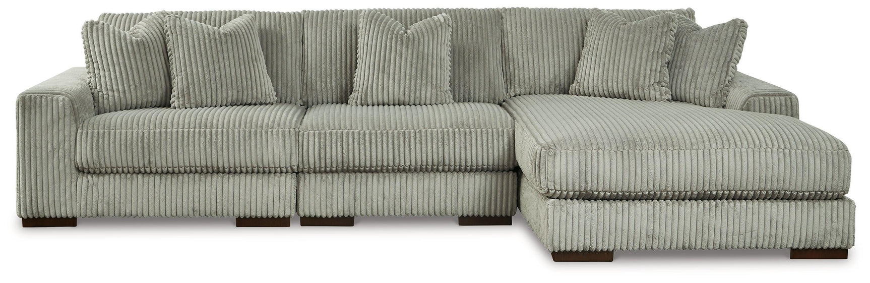 Lindyn Fog Velvet Contemporary 3-Piece Sectional with Chaise