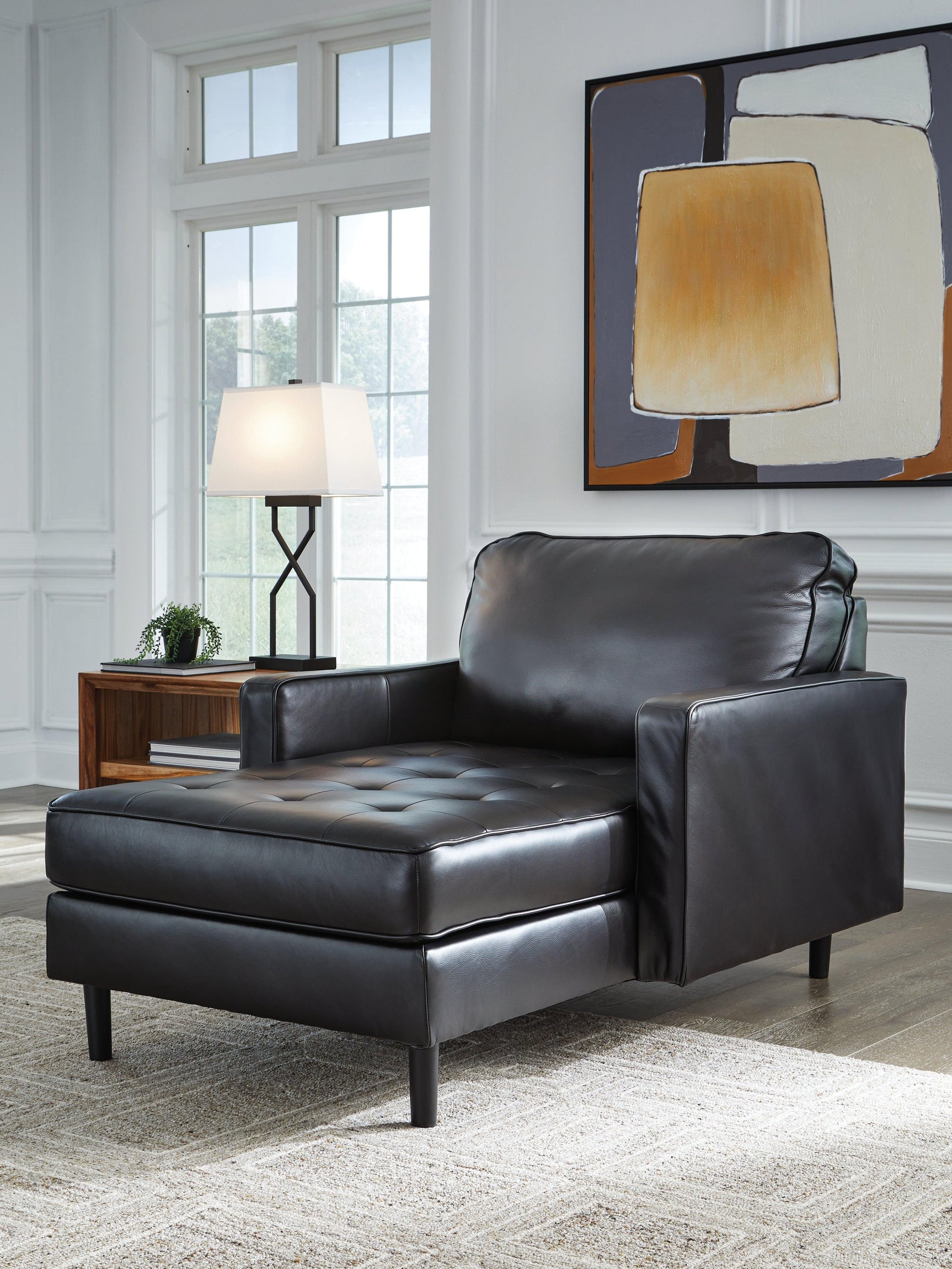 Bryceview Onyx Leather Chaise