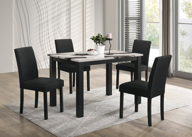 Resia Brown Marble Dining Set With Table And 4 Side Chairs from Ella Furniture