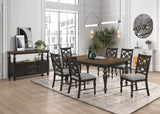 Hilara Brown Gray Fabric Upholstered Dining Room Set