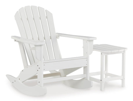 Sundown Treasure White Outdoor Chair with End Table — angled view