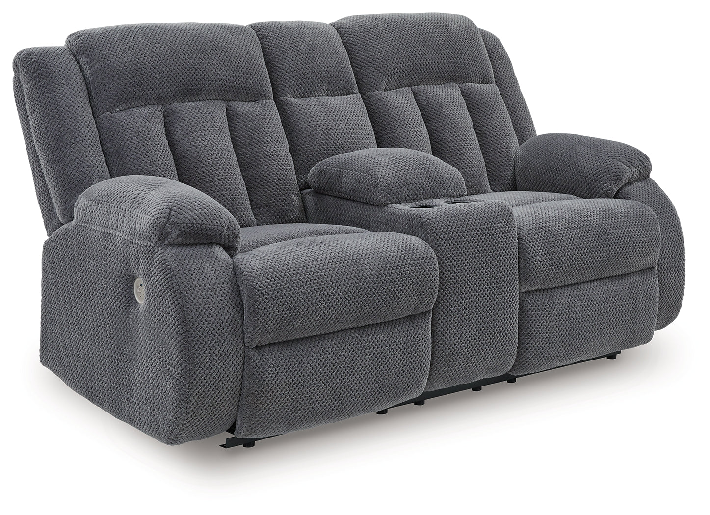 Observation Steel Velvet Power Reclining Loveseat with Console
