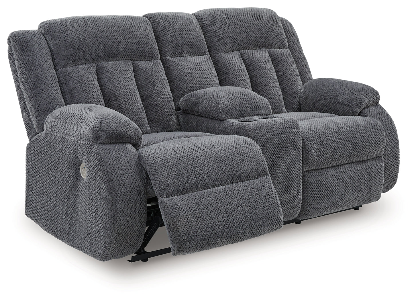 Observation Steel Velvet Power Reclining Loveseat with Console
