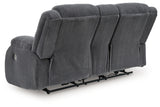 Observation Steel Velvet Power Reclining Loveseat with Console