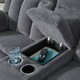 Observation Steel Velvet Power Reclining Loveseat with Console
