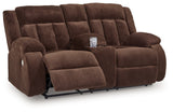 Observation Chocolate Velvet Power Reclining Loveseat with Console