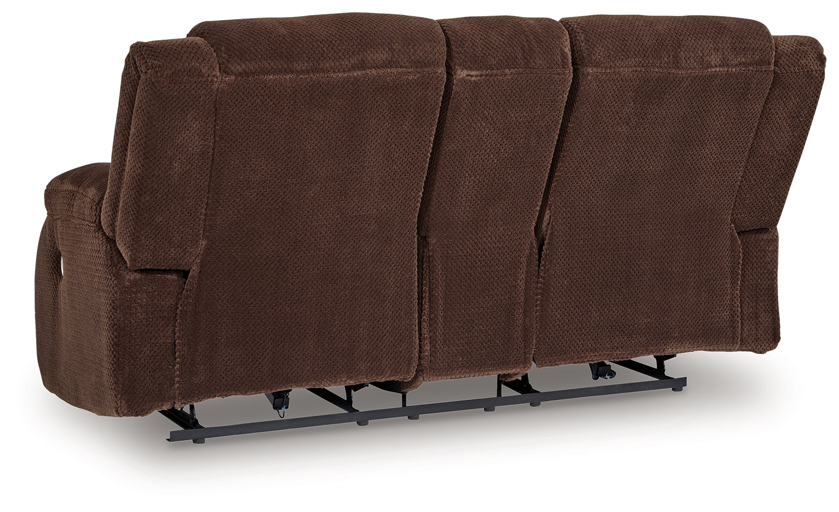 Observation Chocolate Velvet Power Reclining Loveseat with Console