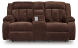 Observation Chocolate Velvet Power Reclining Loveseat with Console