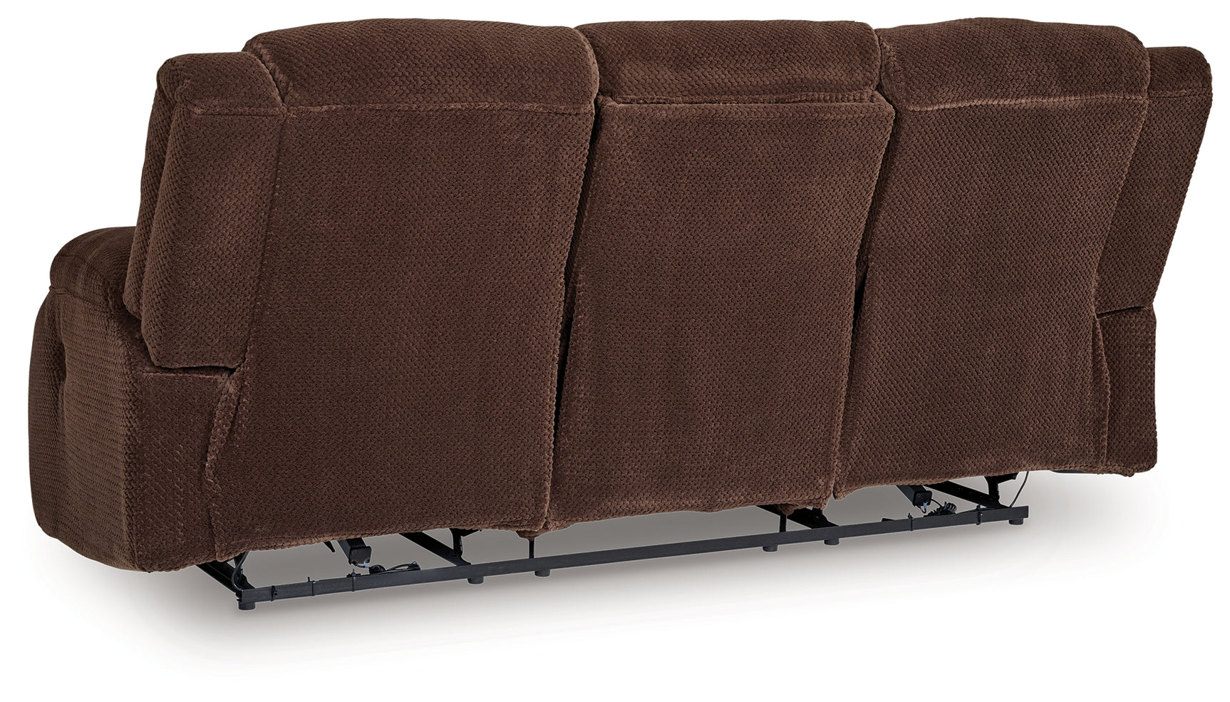 Observation Chocolate Velvet Power Reclining Sofa with Drop Down Table