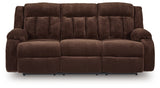 Observation Chocolate Velvet Power Reclining Sofa with Drop Down Table