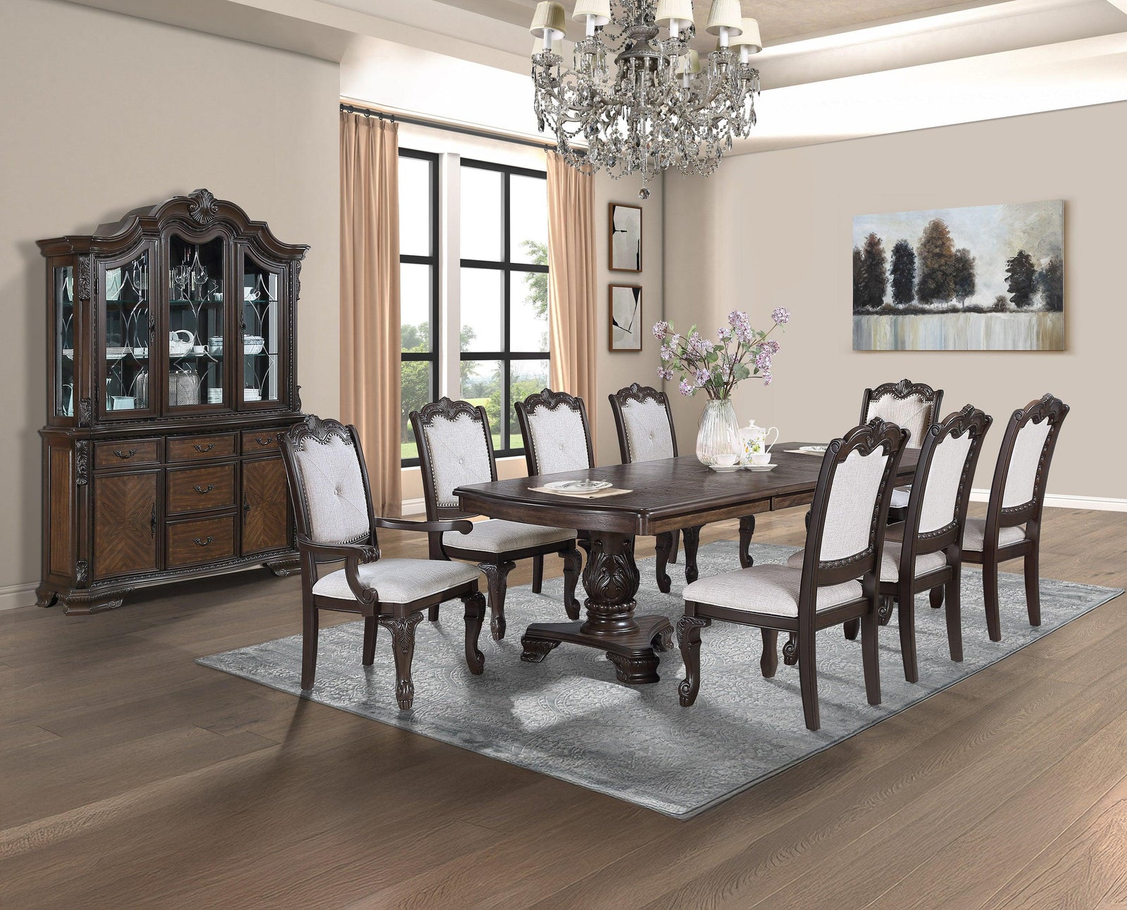 Kiera Coffee Brown Extendable Dining Room Set
