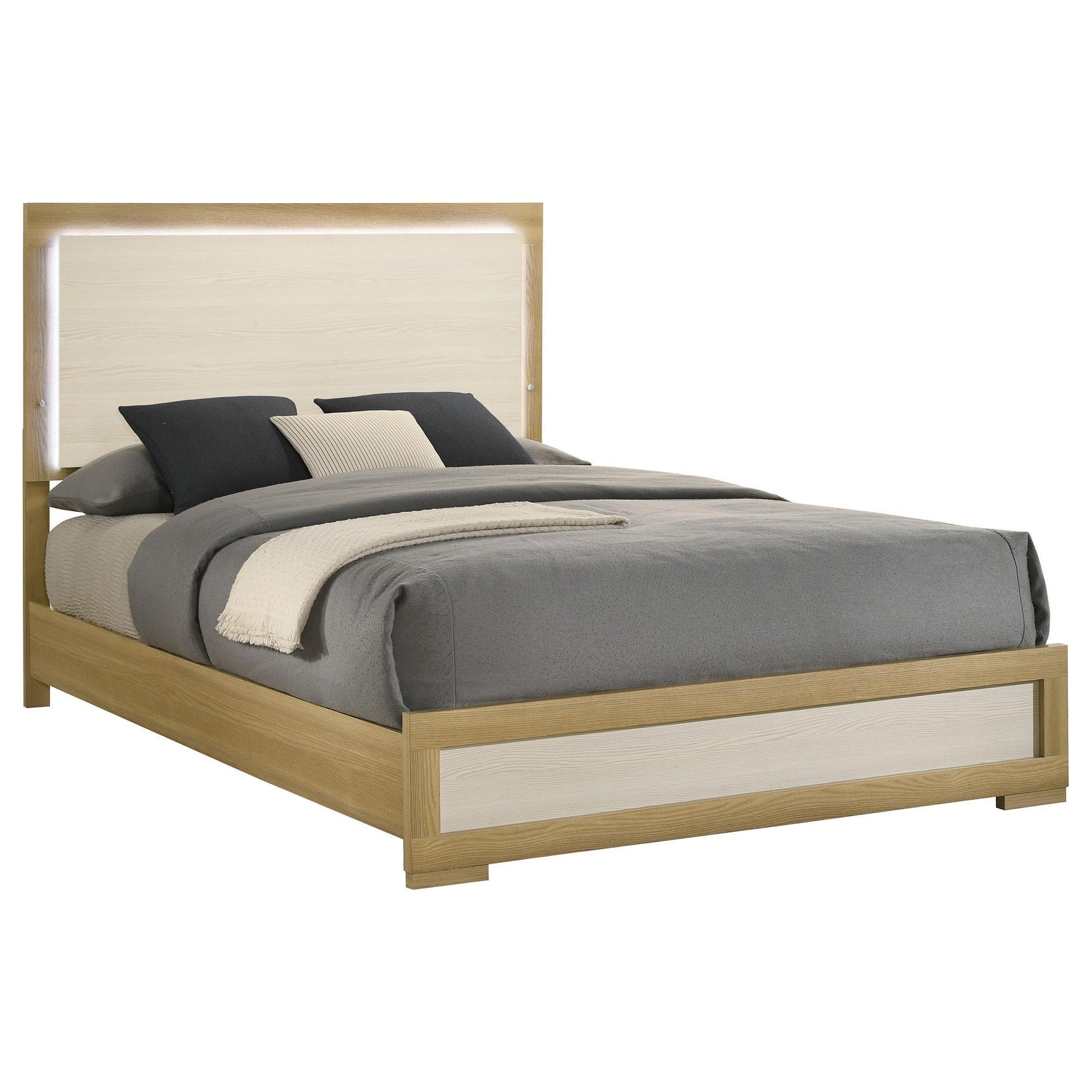 Hyland Natural White LED Panel Queen Bed