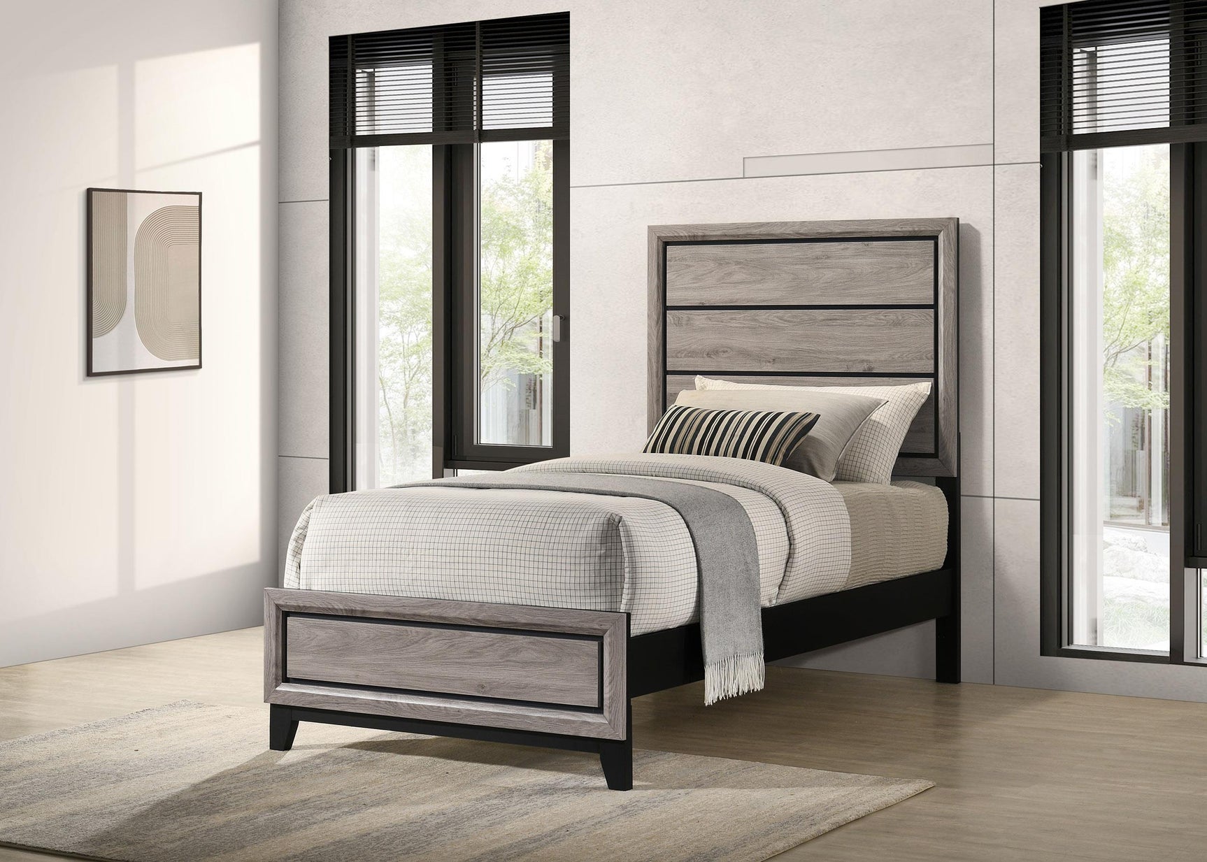 Watson Wood Twin Panel Bed Light Taupe